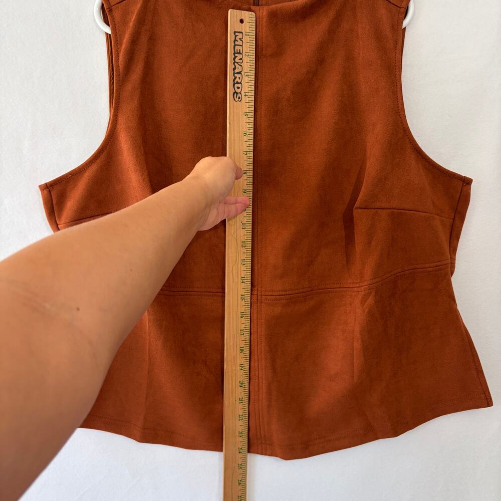 Eloquii Sleeveless Blouse Womens Plus 22 Brown Faux Suede High Neck Tank Top - Picture 6 of 11
